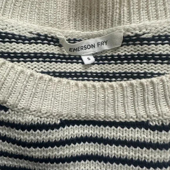 Emerson Fry, Carolyn Sweater - Navy Stripe Organic Cotton, Women's Size Small - Picture 6 of 7